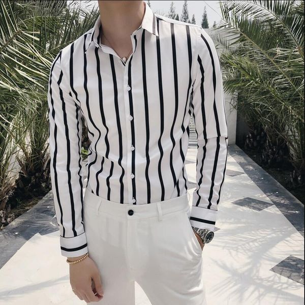 autumn men's korean version of striped shirt fashion slim retro business casual shirt men's long-sleeved social prom dress1, White;black
autumn men's korean version of striped shirt fashion slim retro business casual shirt men's long-sleeved social prom dress1, White;black