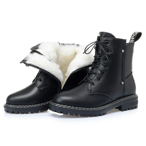 2021 new genuine leather snow boots women warm wool winter boots female shoes lace up fashion thick fur ankle, Black
2021 new genuine leather snow boots women warm wool winter boots female shoes lace up fashion thick fur ankle, Black