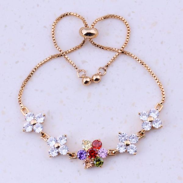 cute multicolor created multigem yellow gold color adjustable slide flower charm bracelets women wedding fashion jewelry f0031, Black
cute multicolor created multigem yellow gold color adjustable slide flower charm bracelets women wedding fashion jewelry f0031, Black