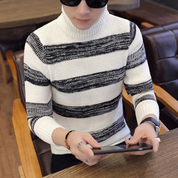 brand striped turtleneck pullovers sweater man long sleeve slim knitted sweater men casual pullovers warm male winter pull 201203, White;black
brand striped turtleneck pullovers sweater man long sleeve slim knitted sweater men casual pullovers warm male winter pull 201203, White;black