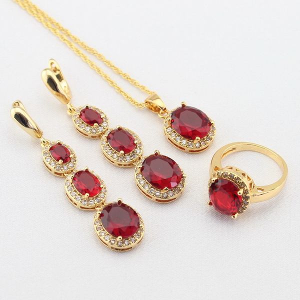 wpaitkys women gold color jewelry sets red created garnet white cz long earrings/necklace pendant rings gift box, Silver
wpaitkys women gold color jewelry sets red created garnet white cz long earrings/necklace pendant rings gift box, Silver
