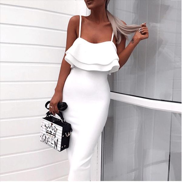 2020 elegant spaghetti strap sleeveless ruffles solid color bodycon party dress backless female middle dresses vr19443, Black;gray
2020 elegant spaghetti strap sleeveless ruffles solid color bodycon party dress backless female middle dresses vr19443, Black;gray