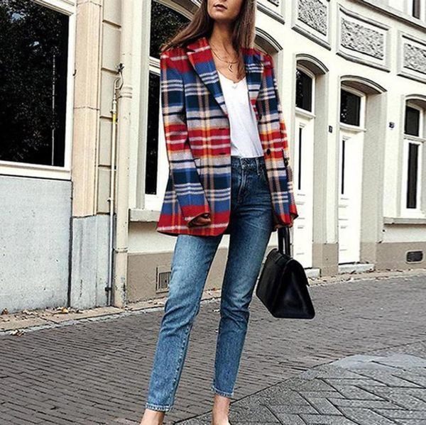 blazer mujer 2020 women autumn plus size plaid open front long sleeve notched casual office overwear blazer mujer elegante, White;black
blazer mujer 2020 women autumn plus size plaid open front long sleeve notched casual office overwear blazer mujer elegante, White;black