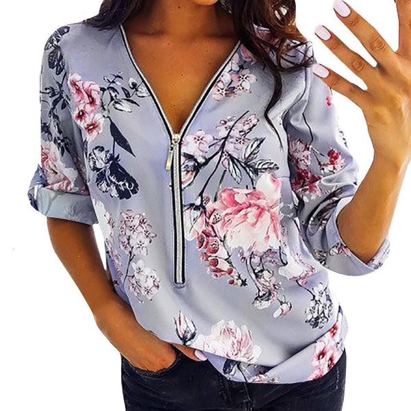 women's fashion short sleeve v-neck floral print zip v neck sale womens solid blusas mujer de moda 2020, White
women's fashion short sleeve v-neck floral print zip v neck sale womens solid blusas mujer de moda 2020, White