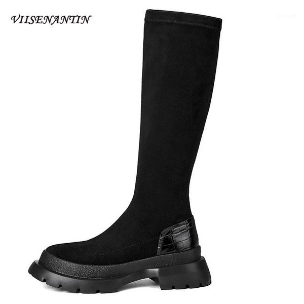 new fashion flock black boots women spring autumn new elastic mid-calf boots small tall round toe thick bottom thin1
new fashion flock black boots women spring autumn new elastic mid-calf boots small tall round toe thick bottom thin1