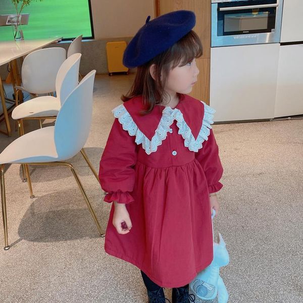 2021 autumn new cotton long sleeve princess lace doll collar sweet cute baby kids girls es zwh8, Red;yellow
2021 autumn new cotton long sleeve princess lace doll collar sweet cute baby kids girls es zwh8, Red;yellow