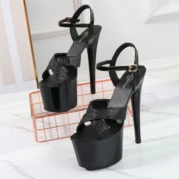 2021 summer elegant women bling 15cm extreme high heels sandals pink silver 6.5cm platform sandals lady party large size shoes, Black
2021 summer elegant women bling 15cm extreme high heels sandals pink silver 6.5cm platform sandals lady party large size shoes, Black