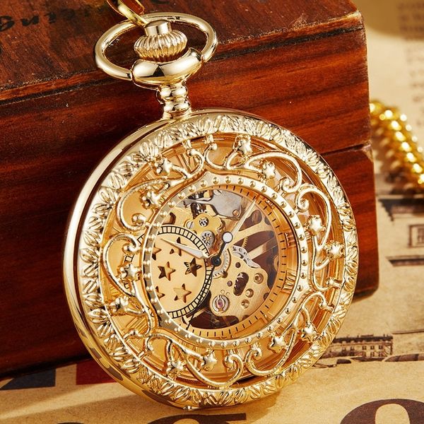 retro hollow mechanical pocket watch with fob chain gold stars skeleton steampunk vintage mens womens hand winding pocket watch t200502, Slivery;golden
retro hollow mechanical pocket watch with fob chain gold stars skeleton steampunk vintage mens womens hand winding pocket watch t200502, Slivery;golden