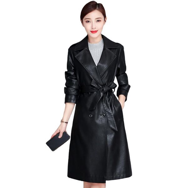women's leather & faux autumn winter long jacket women plus size 4xl black pu coat female fashion windbreaker with belt
women's leather & faux autumn winter long jacket women plus size 4xl black pu coat female fashion windbreaker with belt