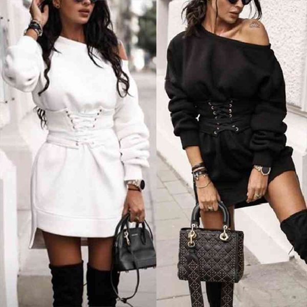 dress women fashion autumn long sleeve o neck waist tight bandage sweatshirt dress plus size dresses, Black;gray
dress women fashion autumn long sleeve o neck waist tight bandage sweatshirt dress plus size dresses, Black;gray