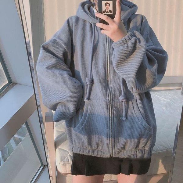 women's hoodies & sweatshirts autumn and winter zipper hooded jacket cute age reduced plush korean version loose lazy fashion, Black
women's hoodies & sweatshirts autumn and winter zipper hooded jacket cute age reduced plush korean version loose lazy fashion, Black