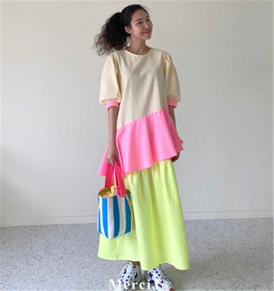 2020 new arrivals women summer dress femme color blocking korean chic o-neck short sleeved long length dresses verano, Black;gray
2020 new arrivals women summer dress femme color blocking korean chic o-neck short sleeved long length dresses verano, Black;gray