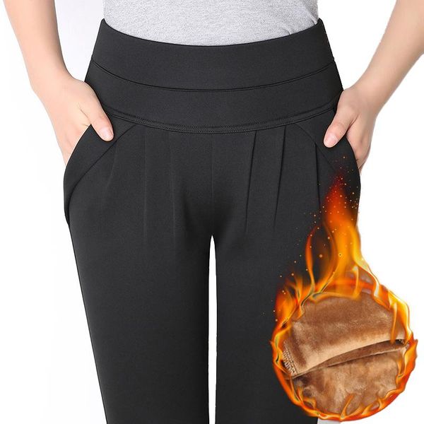 lpowss women winter warm harem pants plus size casual trousers high waist leggings korean style office slim thick trousers 4xl, Black;white 
lpowss women winter warm harem pants plus size casual trousers high waist leggings korean style office slim thick trousers 4xl, Black;white