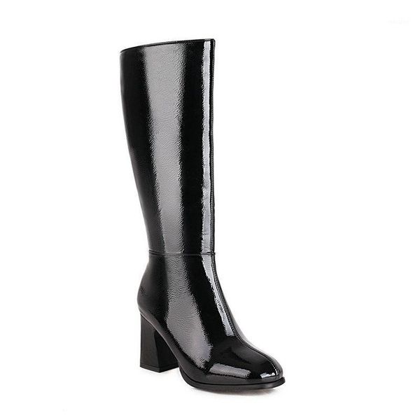 2021 new round toe zipper knee high boots autumn winter pu leather fashion women shoes square heel long boots big size 34-431, Black
2021 new round toe zipper knee high boots autumn winter pu leather fashion women shoes square heel long boots big size 34-431, Black