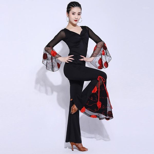 stage wear latin dance costume for women spring national standard ballroom trumpet wide leg pants practice clothes 2-piece set dl54891, Black;red
stage wear latin dance costume for women spring national standard ballroom trumpet wide leg pants practice clothes 2-piece set dl54891, Black;red