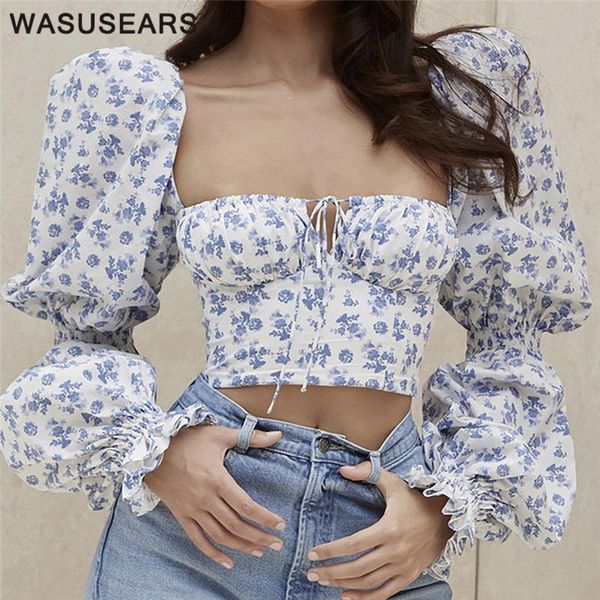 women's blouses & shirts elegant blouse women chiffon floral lace up slim square neck crop puff sleeve korean, White
women's blouses & shirts elegant blouse women chiffon floral lace up slim square neck crop puff sleeve korean, White