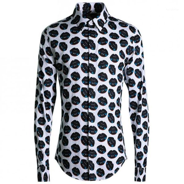 men's casual shirts lu men shirt luxury long sleeve polka dot and lips printed mens dress trend slim fit social1, White;black
men's casual shirts lu men shirt luxury long sleeve polka dot and lips printed mens dress trend slim fit social1, White;black