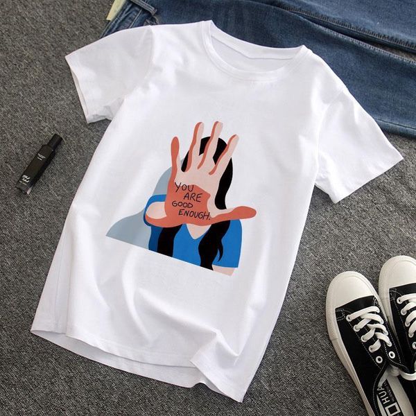 summer women's t-shirts fun short sleeved t-shirts fashion girl you are good enough printed female o collar casual, White
summer women's t-shirts fun short sleeved t-shirts fashion girl you are good enough printed female o collar casual, White