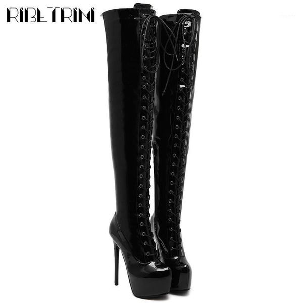 ribetrini ladies super high heels over the knee shoes platform lace up knee high women boots party dress boots1, Black
ribetrini ladies super high heels over the knee shoes platform lace up knee high women boots party dress boots1, Black