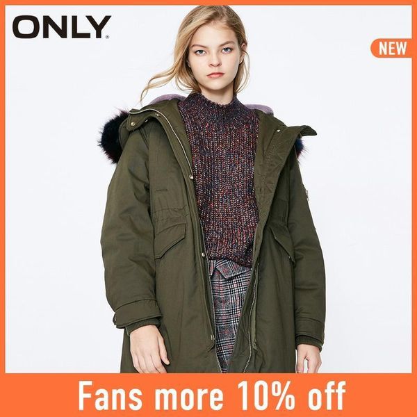 only winter new long hooded wool collar cotton padded coat parka| 1184225061, Black
only winter new long hooded wool collar cotton padded coat parka| 1184225061, Black