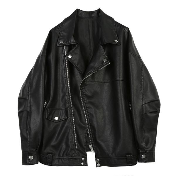 2021 new from the soft plutonium leather black women loose biker jacket co3u