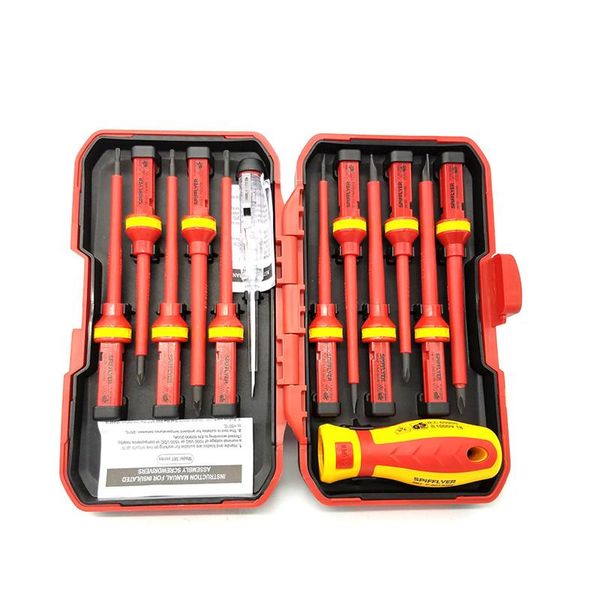 didihou 13 pcs vde insulated screwdriver set voltage 1000v magnetic slotted torx screwdriver durable hand tools
didihou 13 pcs vde insulated screwdriver set voltage 1000v magnetic slotted torx screwdriver durable hand tools