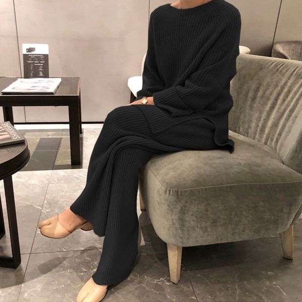 autumn and winter western style sweater set women's wide leg pants knitwear loose lazy style knitwear casual wide leg trousers slimming, Gray
autumn and winter western style sweater set women's wide leg pants knitwear loose lazy style knitwear casual wide leg trousers slimming, Gray