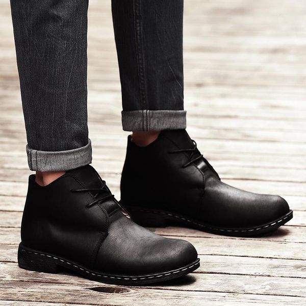 boots genuine leather casual shoes men ankle handmade lace up platform outdoor autumn and winter men1, Black
boots genuine leather casual shoes men ankle handmade lace up platform outdoor autumn and winter men1, Black