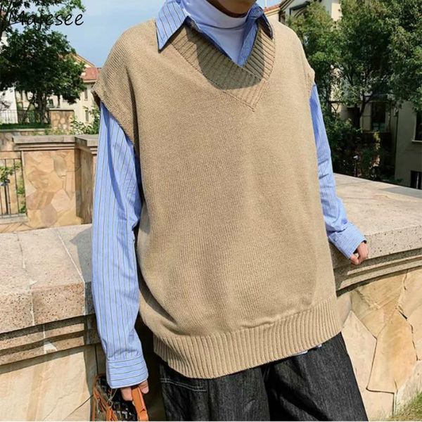 men's vests sweater vest men korean style fashion leisure simple v-neck students sweaters loose solid sleeveless outwear all-match vint, Black;white
men's vests sweater vest men korean style fashion leisure simple v-neck students sweaters loose solid sleeveless outwear all-match vint, Black;white