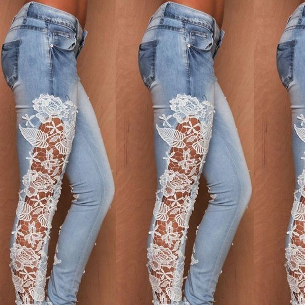 38 2020 women elegant denim pencil skinny jeans female fashion plus size lace floral crochet hollow out jeans, White;black
38 2020 women elegant denim pencil skinny jeans female fashion plus size lace floral crochet hollow out jeans, White;black