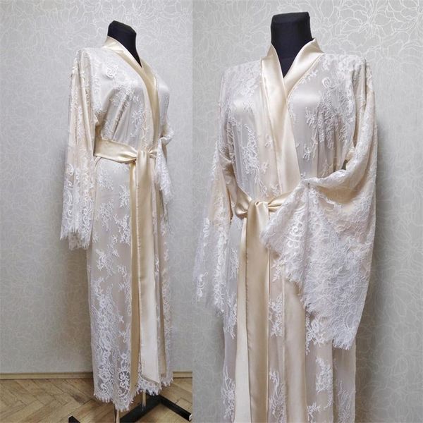 100% silk bride sleepwear robes with sash belt long sleeve custom made lace women sleepwear pajamas dresses, White
100% silk bride sleepwear robes with sash belt long sleeve custom made lace women sleepwear pajamas dresses, White