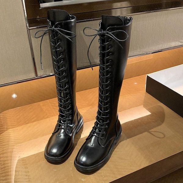 boots 2021 genuine leather women punk combat platform ladies footwear autumn winter knee high for, Black 
boots 2021 genuine leather women punk combat platform ladies footwear autumn winter knee high for, Black