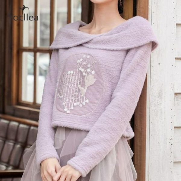 2020 spring and autumn sweater half veil purple embroidery pullover slash neck off shoulder slim sweater women 1, White;black
2020 spring and autumn sweater half veil purple embroidery pullover slash neck off shoulder slim sweater women 1, White;black