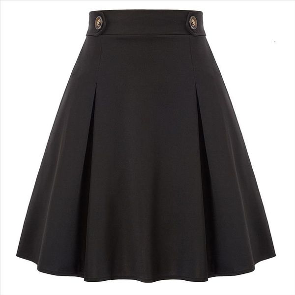 women elastic waist skirt pleated flared skirts retro classic autumn ladies girl pure color short mini a-line skirt buttons, Black
women elastic waist skirt pleated flared skirts retro classic autumn ladies girl pure color short mini a-line skirt buttons, Black