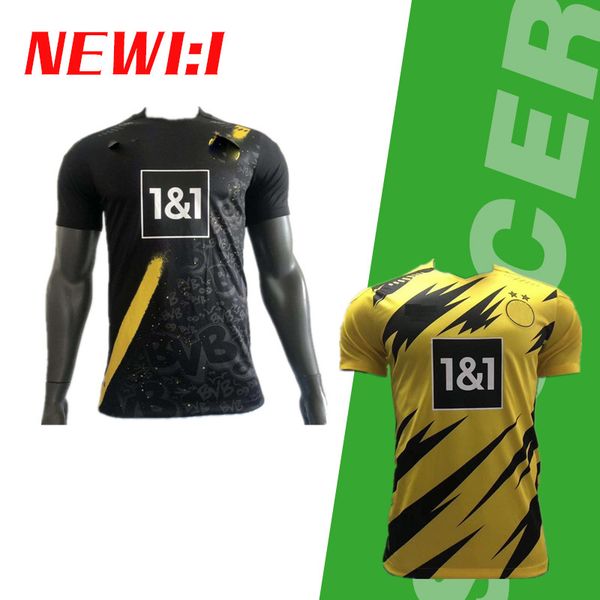 версия игрока 2021 дорт футбол джерси # 9 haaland 20/21 мужчины главная футбол рубашка # 11 reus # 19 brandt customized футбол рубашка, Black;yellow