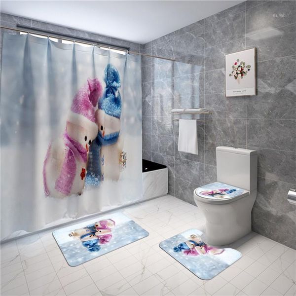 4pcs christmas bathroom set snowman print shower curtain + bath mat+ lid toilet cover + toilet pedestal rug 4 pcs bathroom set1
4pcs christmas bathroom set snowman print shower curtain + bath mat+ lid toilet cover + toilet pedestal rug 4 pcs bathroom set1