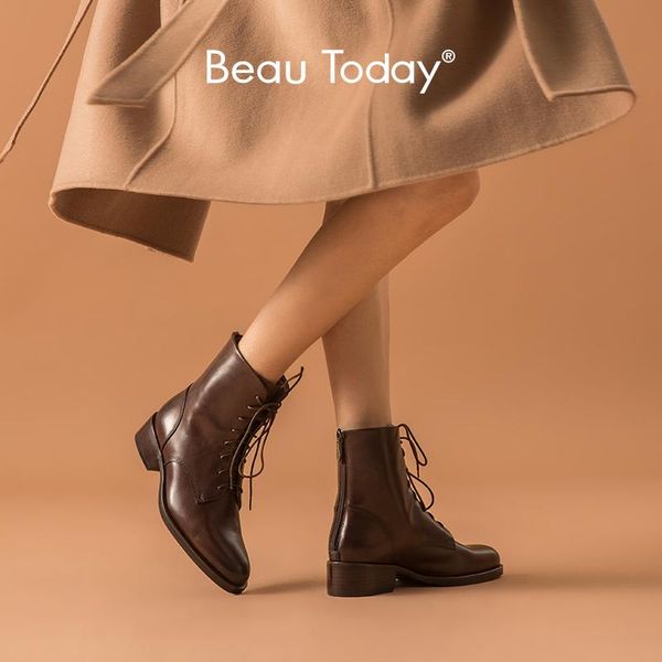 beautoday fashion ankle boots women genuine cow leather waxing round toe back zip lace-up winter lady boots handmade 03805, Black
beautoday fashion ankle boots women genuine cow leather waxing round toe back zip lace-up winter lady boots handmade 03805, Black