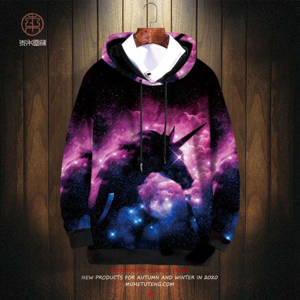 star sweater fashion ins loose hooded men's thickening plush autumn winter unicorn coat guochao large, Black
star sweater fashion ins loose hooded men's thickening plush autumn winter unicorn coat guochao large, Black