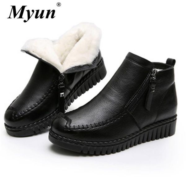 size 35-41 women winter boots fashion genuine leather wedges platform ankle boots mother thick cashmere keep warm snow, Black
size 35-41 women winter boots fashion genuine leather wedges platform ankle boots mother thick cashmere keep warm snow, Black