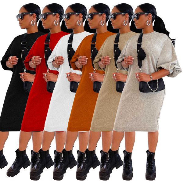 women designers clothes 2022 fashion leisure solid color loose dress casual dresses for women, Black;gray
women designers clothes 2022 fashion leisure solid color loose dress casual dresses for women, Black;gray