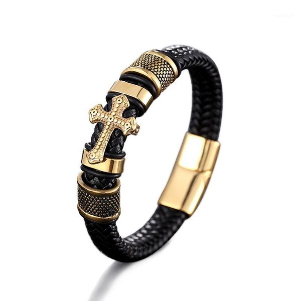 link, chain wendyfo classic religious handmade leather cross bracelet men stainless steel gold color male jewelry wristband1, Black
link, chain wendyfo classic religious handmade leather cross bracelet men stainless steel gold color male jewelry wristband1, Black