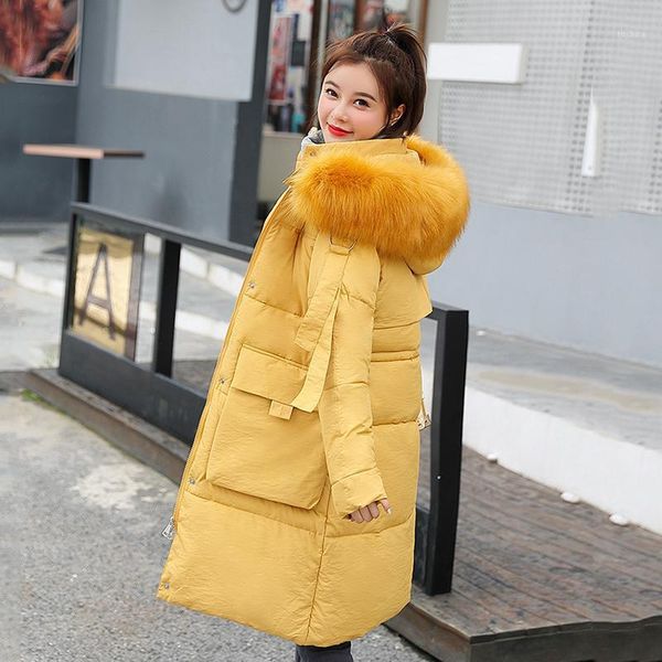 women's winter jacket with zipper big pockets solid long parkas woman hooded plus size loose thick fur collar female cold coat1, Black
women's winter jacket with zipper big pockets solid long parkas woman hooded plus size loose thick fur collar female cold coat1, Black