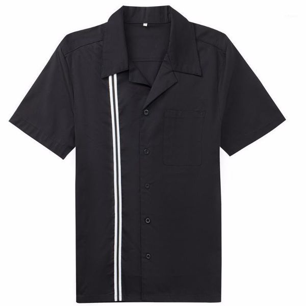 vintage black white webbing solid color stitching men shirt fashion casual loose thin section short-sleeve shirts 2020 new1, White;black
vintage black white webbing solid color stitching men shirt fashion casual loose thin section short-sleeve shirts 2020 new1, White;black