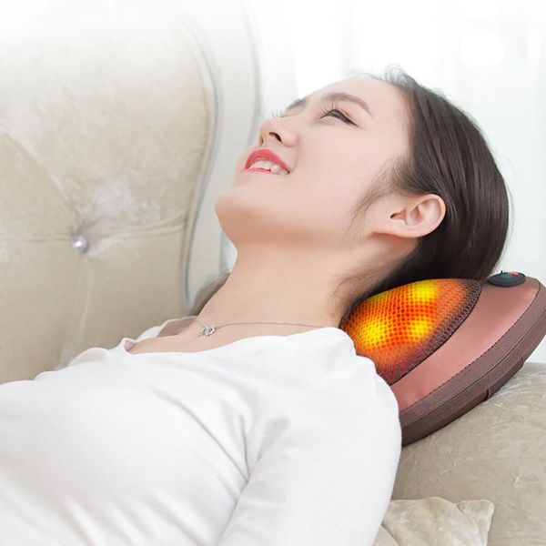 1pc Heat Massage Pillow Shiatsu Deep Kneading Massager Neck Shoulder Pain Back Exercise Heat Massage Pillow Neck Pain Back #wg