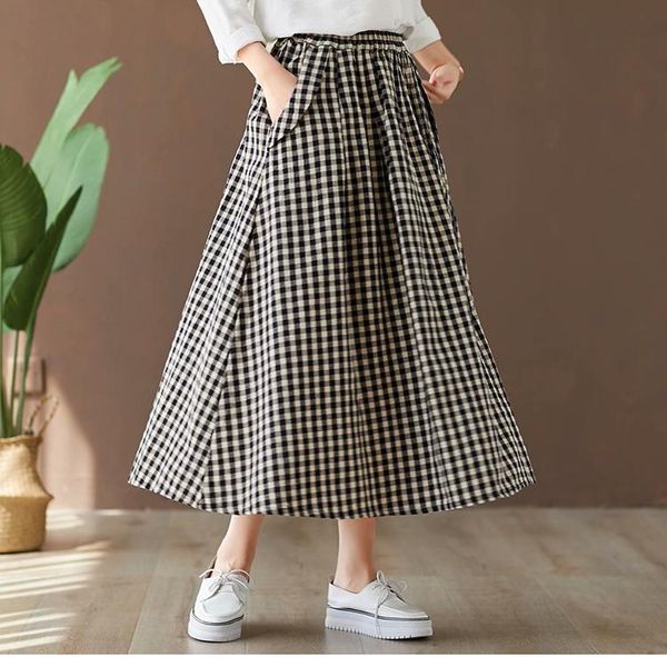 skirts japan style literary black white plaid cotton linen skirt elastic waist autumn winter women
skirts japan style literary black white plaid cotton linen skirt elastic waist autumn winter women