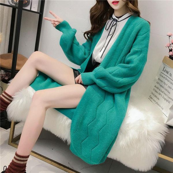 female cardigans 2021 autumn winter sweater cardigan long sleeve oversized knitted jacket coat loose outwear casaco feminina, White;black
female cardigans 2021 autumn winter sweater cardigan long sleeve oversized knitted jacket coat loose outwear casaco feminina, White;black