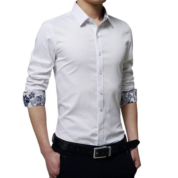 brand 2020 men shirts business long sleeve turn-down collar cotton shirt male shirt slim designs plus size 4xl 5xl, White;black