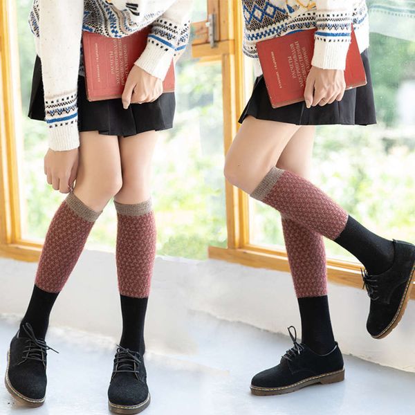 autumn and winter ins net red long tube female thousand bird lattice trend knee leg socks cotton, Black;white