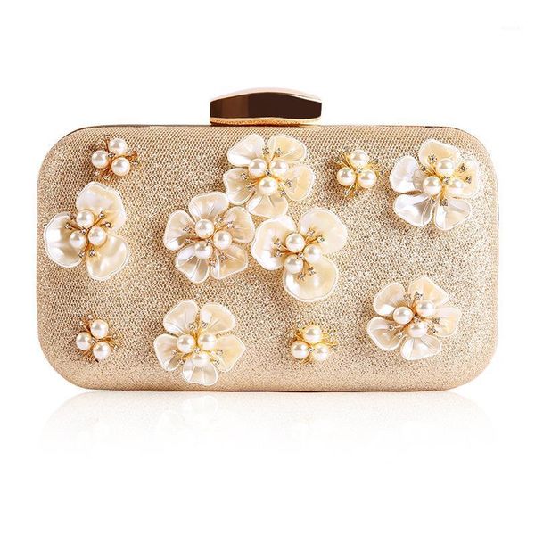 evening bags pearl flower bag inlaid with diamonds, dinner bag, petals, bride's handbag1