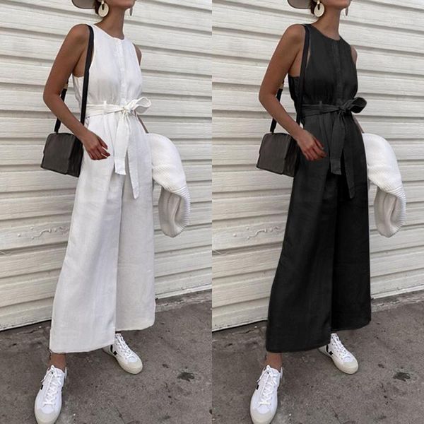 women long jumpsuits 2020 vintage linen sleeveless rompers celmia solid o-neck buttons wide leg playsuits casual loose overalls1, Black;white
women long jumpsuits 2020 vintage linen sleeveless rompers celmia solid o-neck buttons wide leg playsuits casual loose overalls1, Black;white